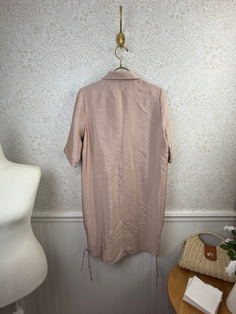Scotch & Soda Tomboy Fit Pink Metallic Safari Shirt Dress - Size - Small - Picture 6 of 11